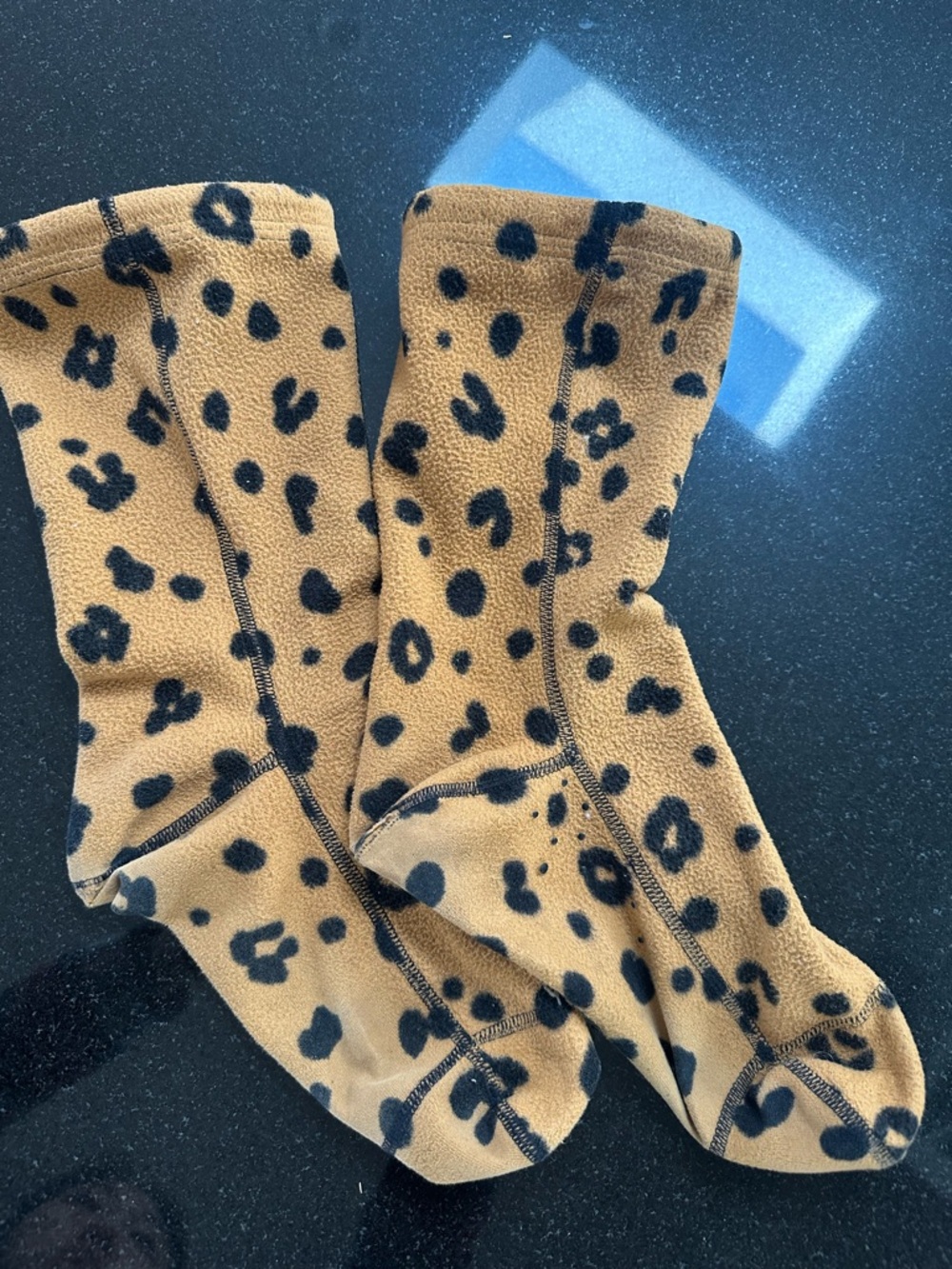 Madewell Leopard Print Fleece Crew Socks - Tan and Black